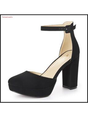 Platform Closed Toe Heels Round Toe High Chunky Pumps